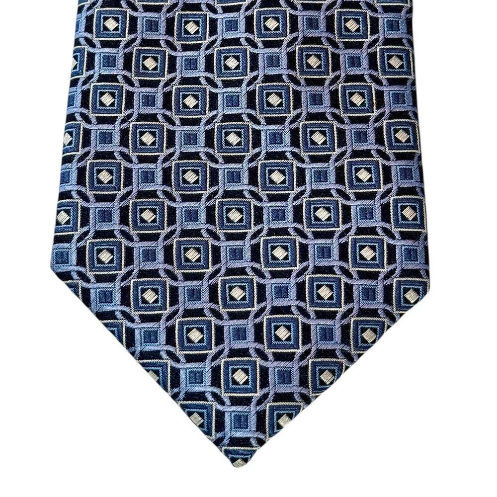 VTG Donald J Trump Signature Collection Blue Silver Geometric 100% Silk Neck Tie